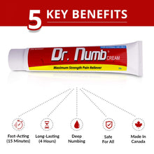 Dr. Numb 5% Lidocaine Topical Numbing Cream, 30 gram tube