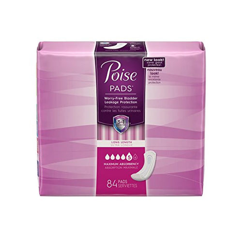 Poise Incontinence pads, Maximum Absorbency, Long, 42 Count