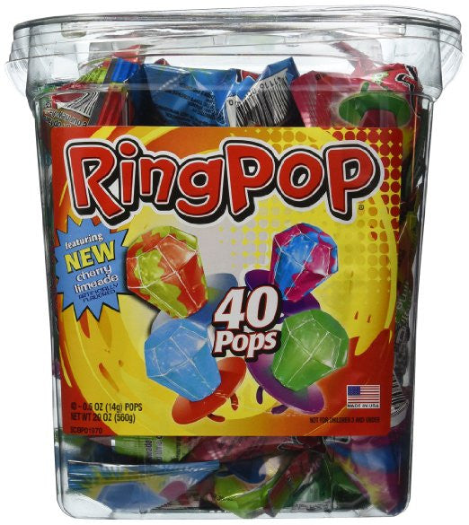 Ring Pop, Jewel Shaped Hard Candy Variety Pack, 40-Count